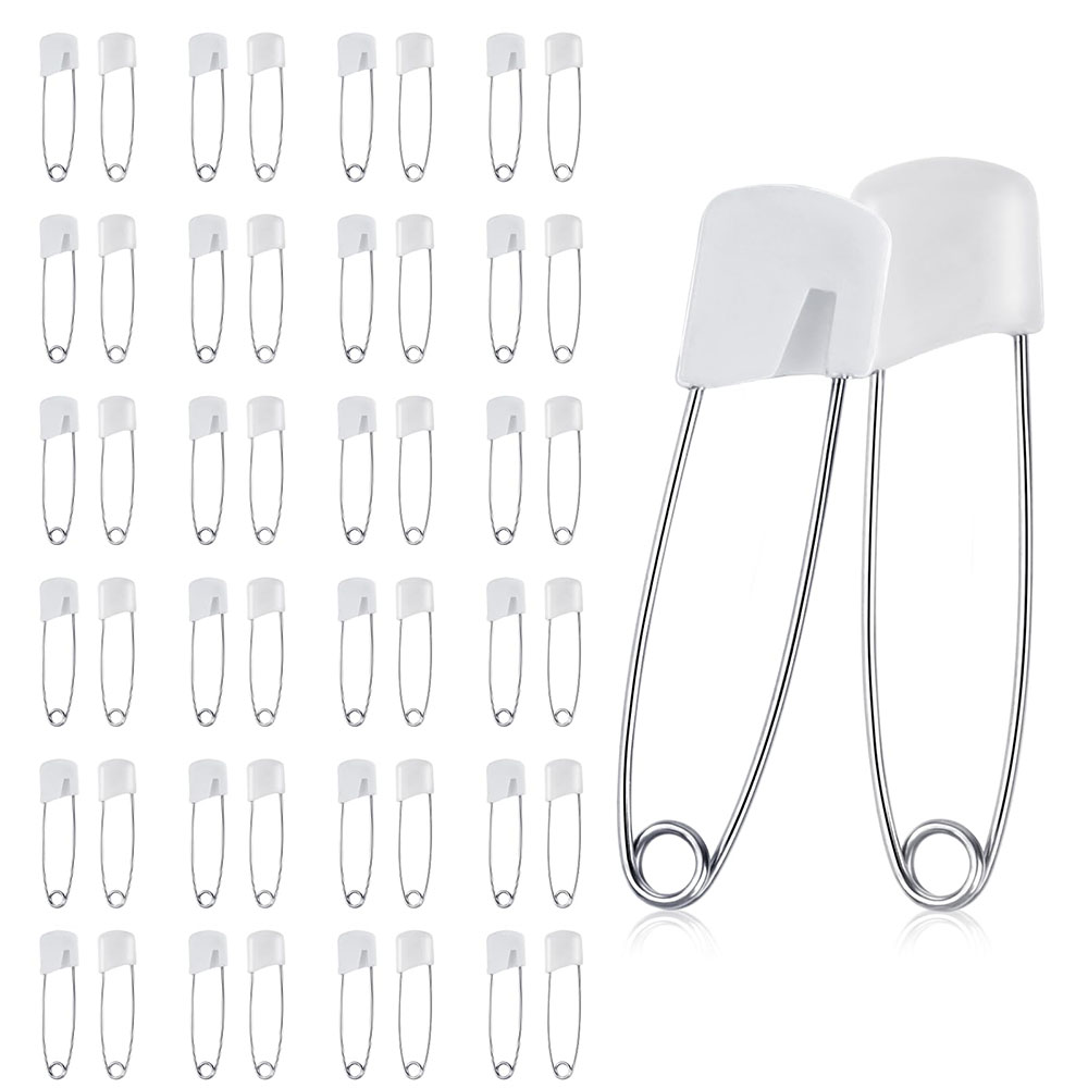Cloth Diaper Insert - 50pcs White Stainless Steel Safety Pins